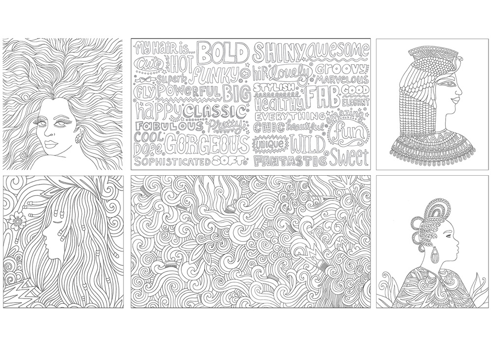 An Adult Coloring Book That Celebrates Hair Through Fun Lettering Hairstyles And Accessories I Love My Is Available For Purchase Here